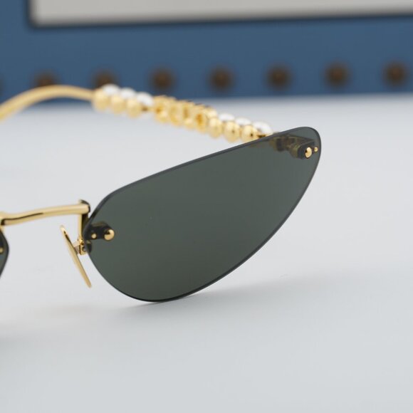 Gucci GG1920S 001 Cat Eye Sunglasses - Shiny Gold with White Pearl/Grey main image 11